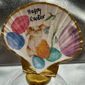 Easter Bunny Shell Decor with Gold Accents